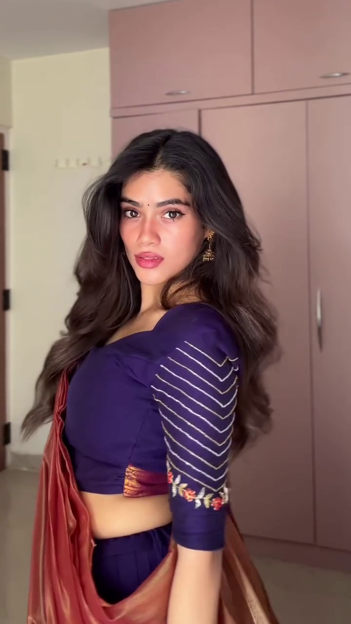 Navy Blue Anarkali Set with Copper Silk Dupatta