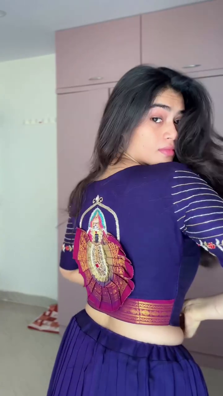 Navy Blue Anarkali Set with Copper Silk Dupatta