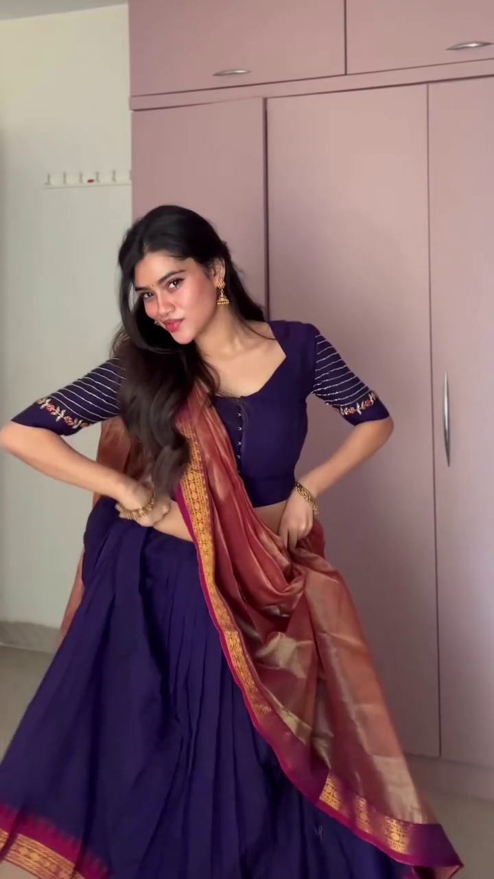 Navy Blue Anarkali Set with Copper Silk Dupatta