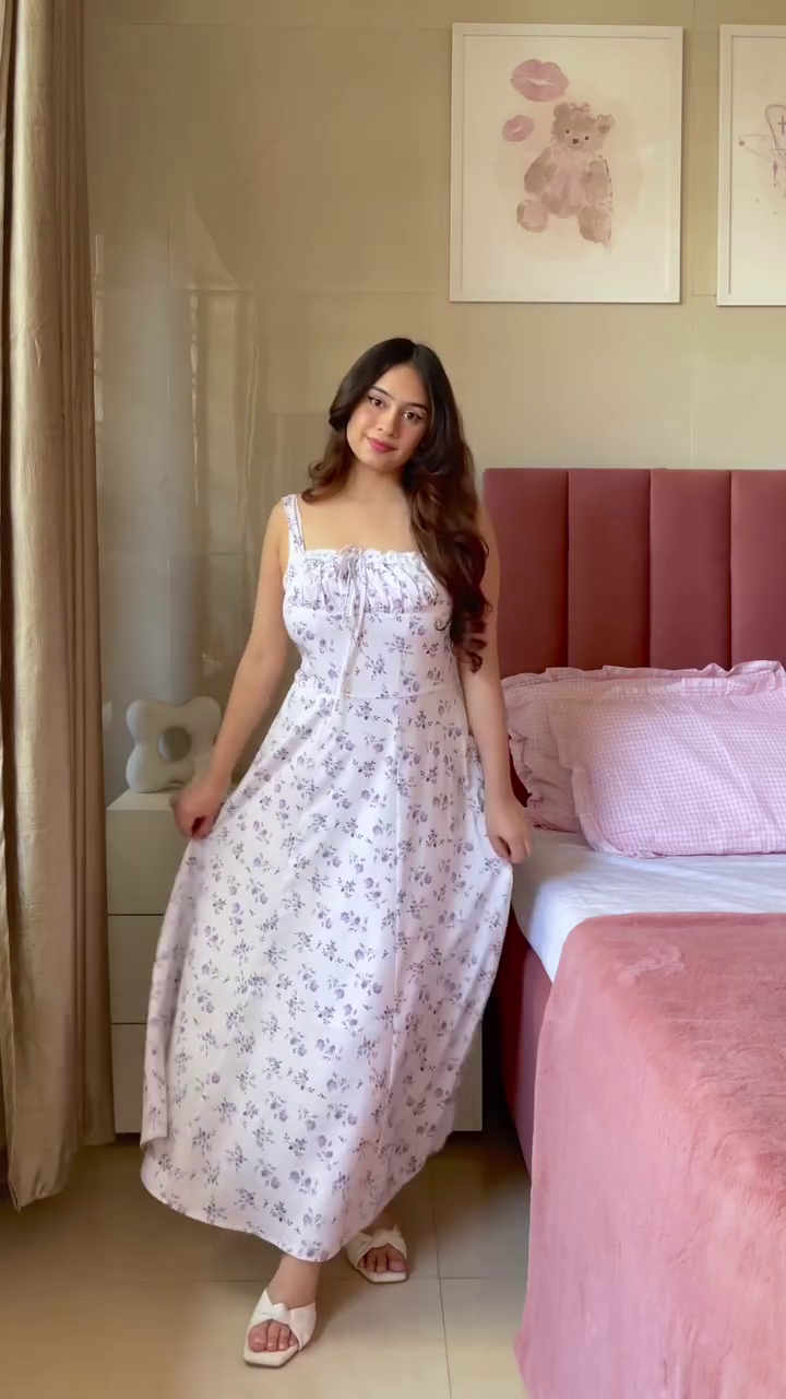 Soft Lavender Floral Smocked Maxi Dress