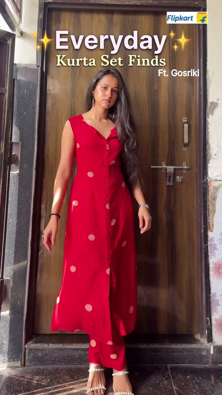 Red Polka Dot Everyday Kurta Set