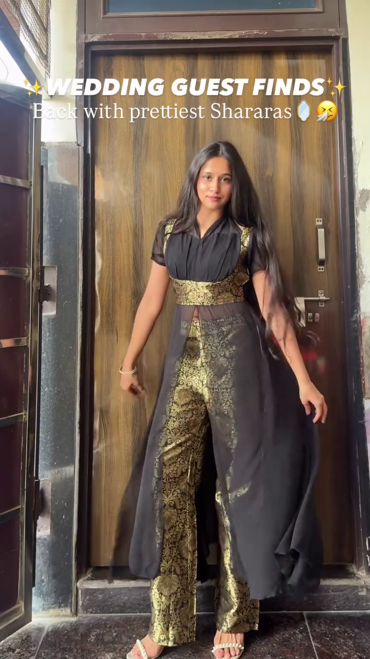 Elegant Beige Embroidered Sharara Set