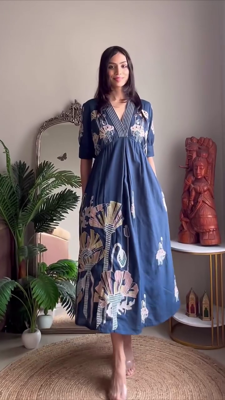 White Floral Embroidered Midi Dress