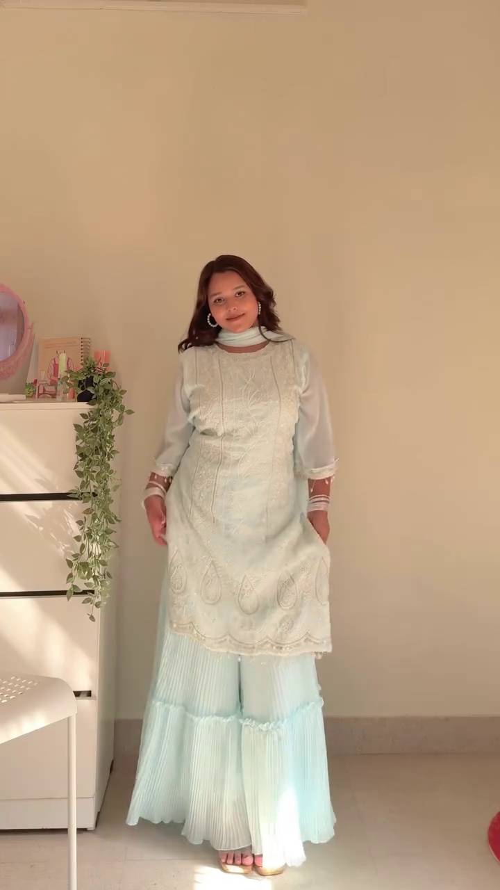 Ivory Embroidered Suit Set with Pink Border Dupatta