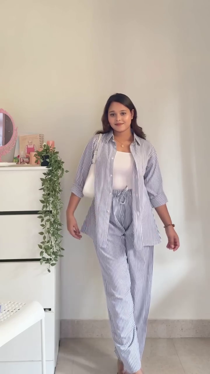 Blue Striped Relaxed Co-ord Set