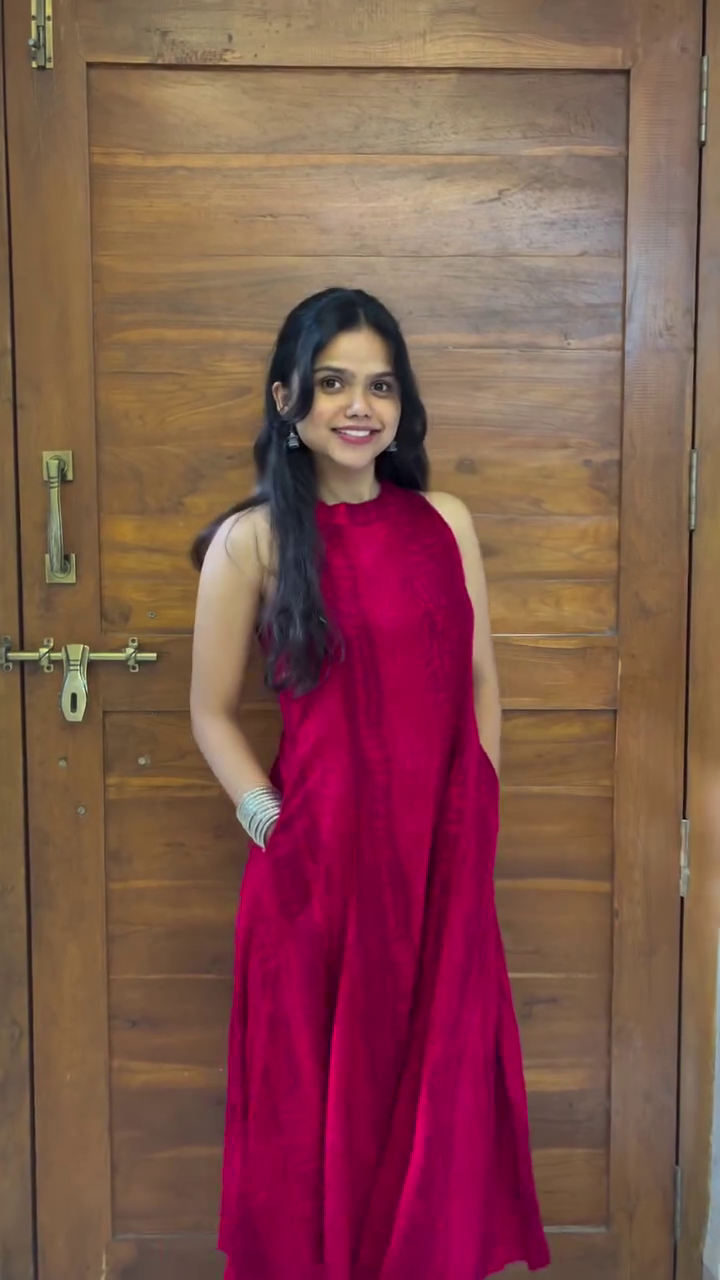 Ruby Red Sleeveless Flared Dress