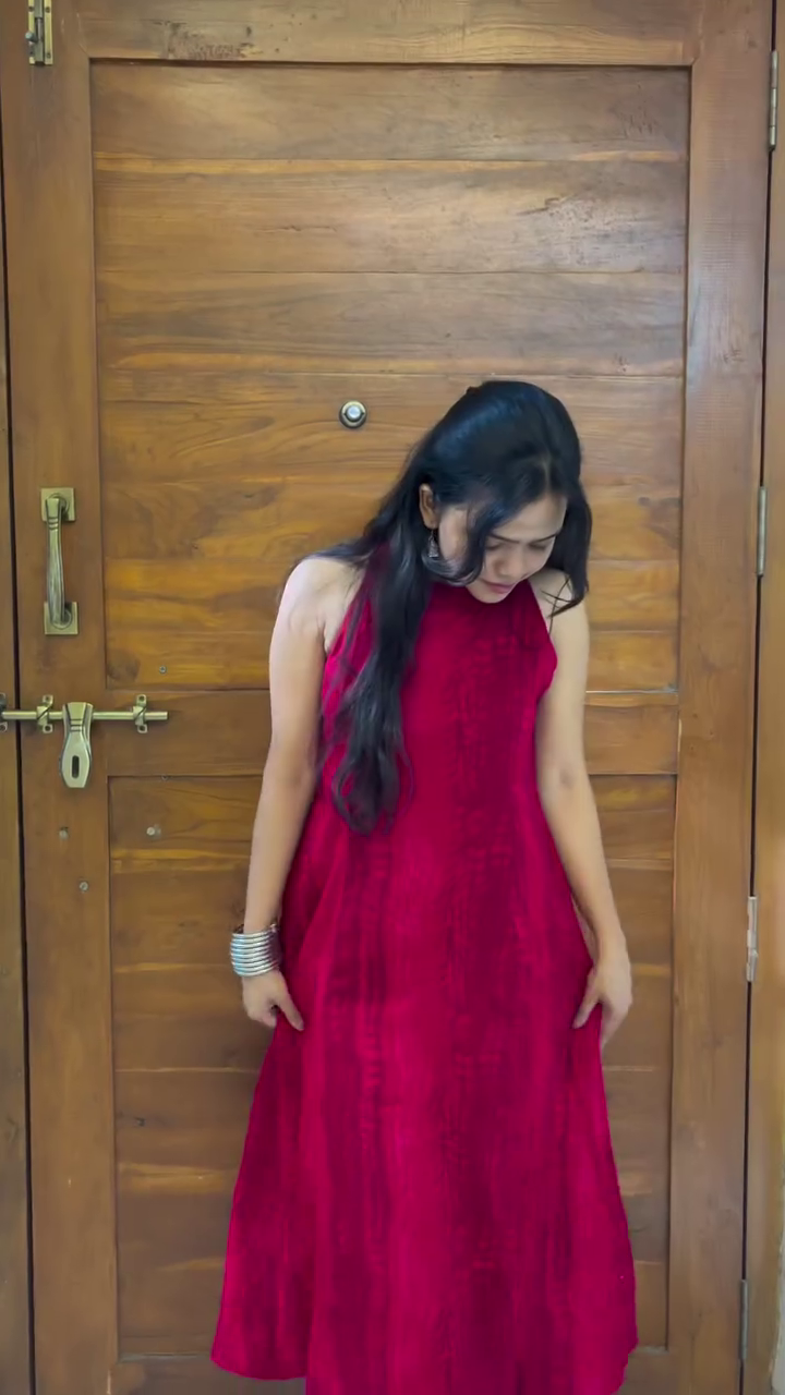 Ruby Red Sleeveless Flared Dress