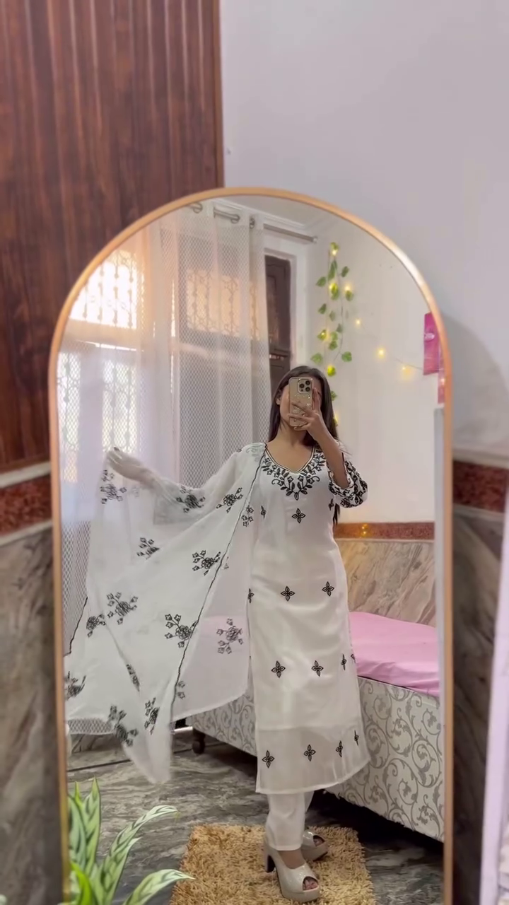 Mint Green Embroidered Kurta Set with Dupatta