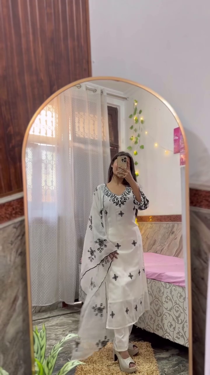 Mint Green Embroidered Kurta Set with Dupatta