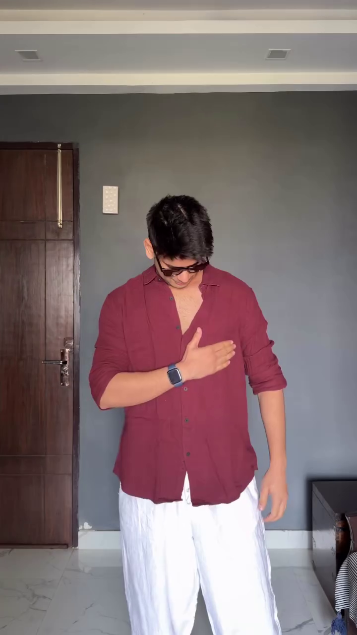 Rust & Cream Vertical Striped Shirt (Men)