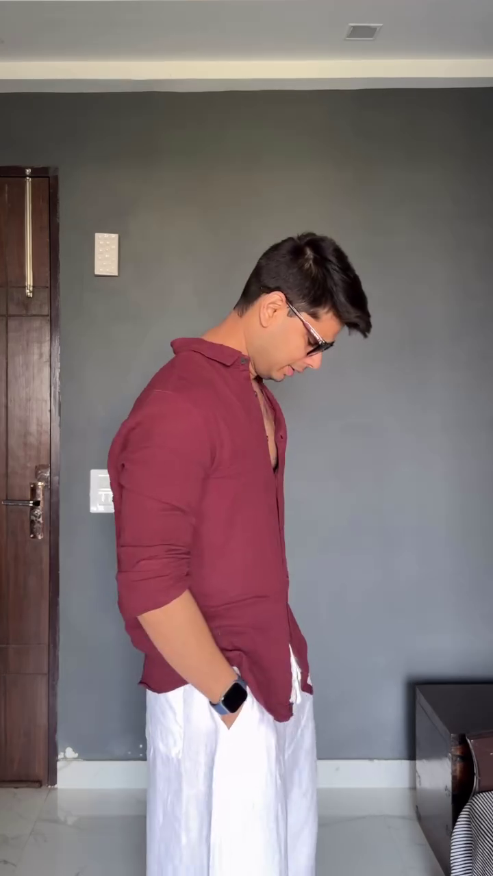 Rust & Cream Vertical Striped Shirt (Men)