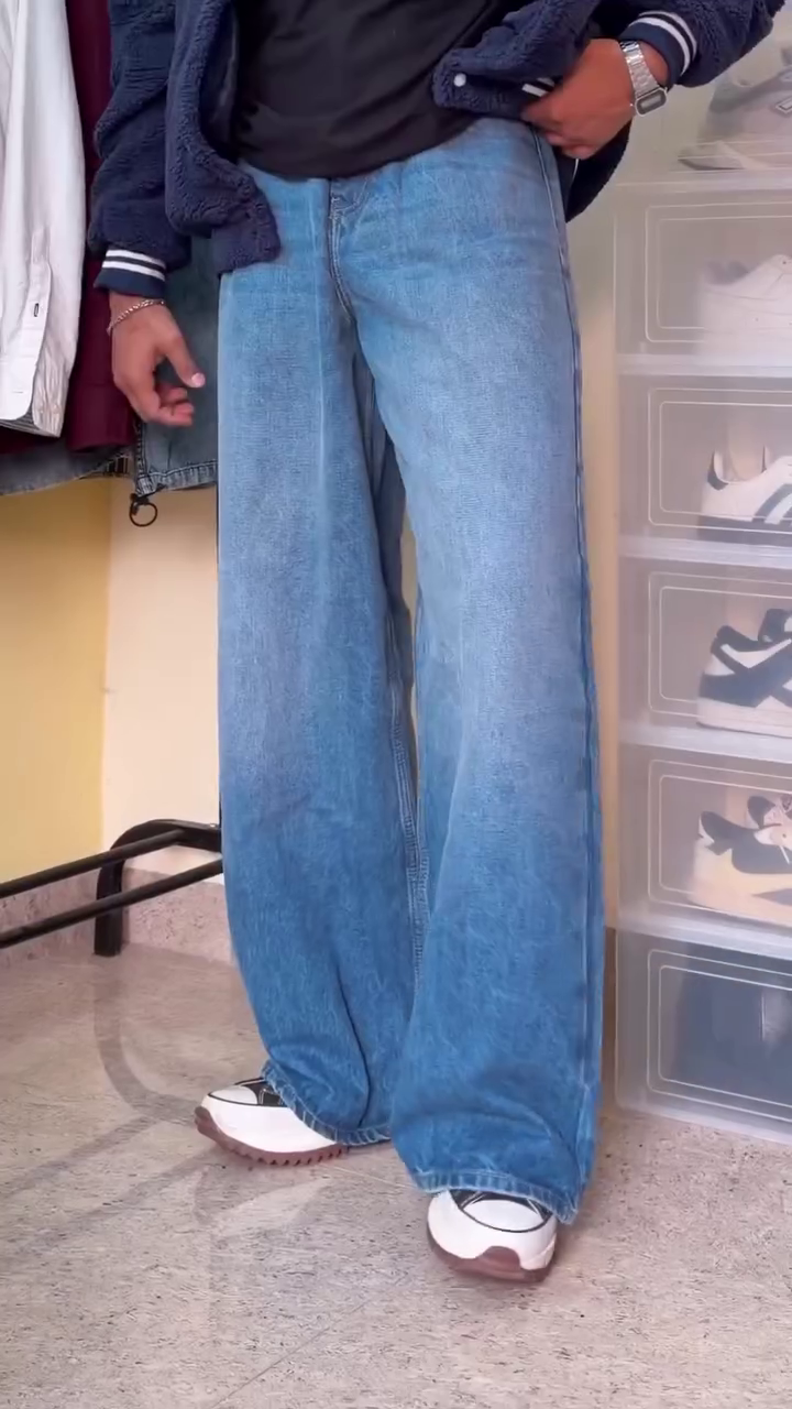 Light Blue Wide-Leg Denim Jeans