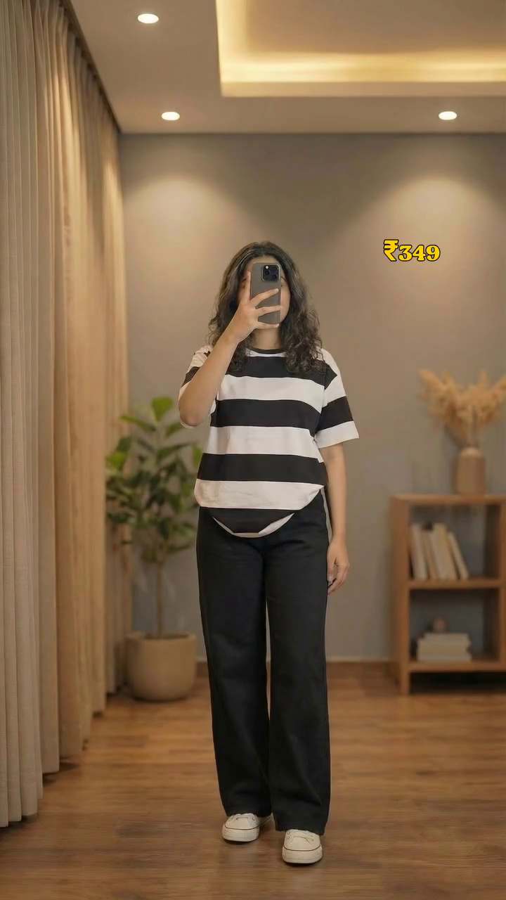 White & Mint Graphic Casual T-Shirt