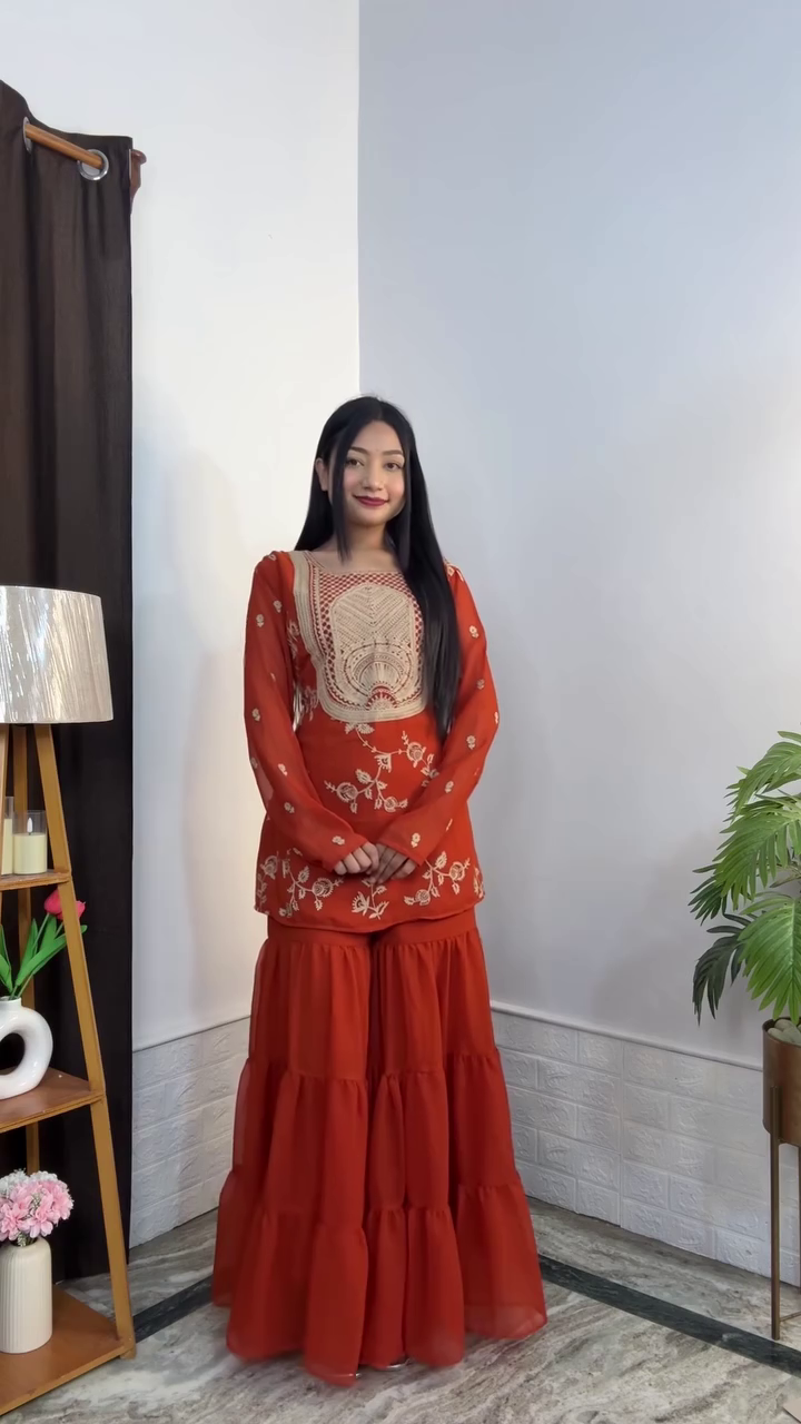 Maroon Embroidered Anarkali Suit Set