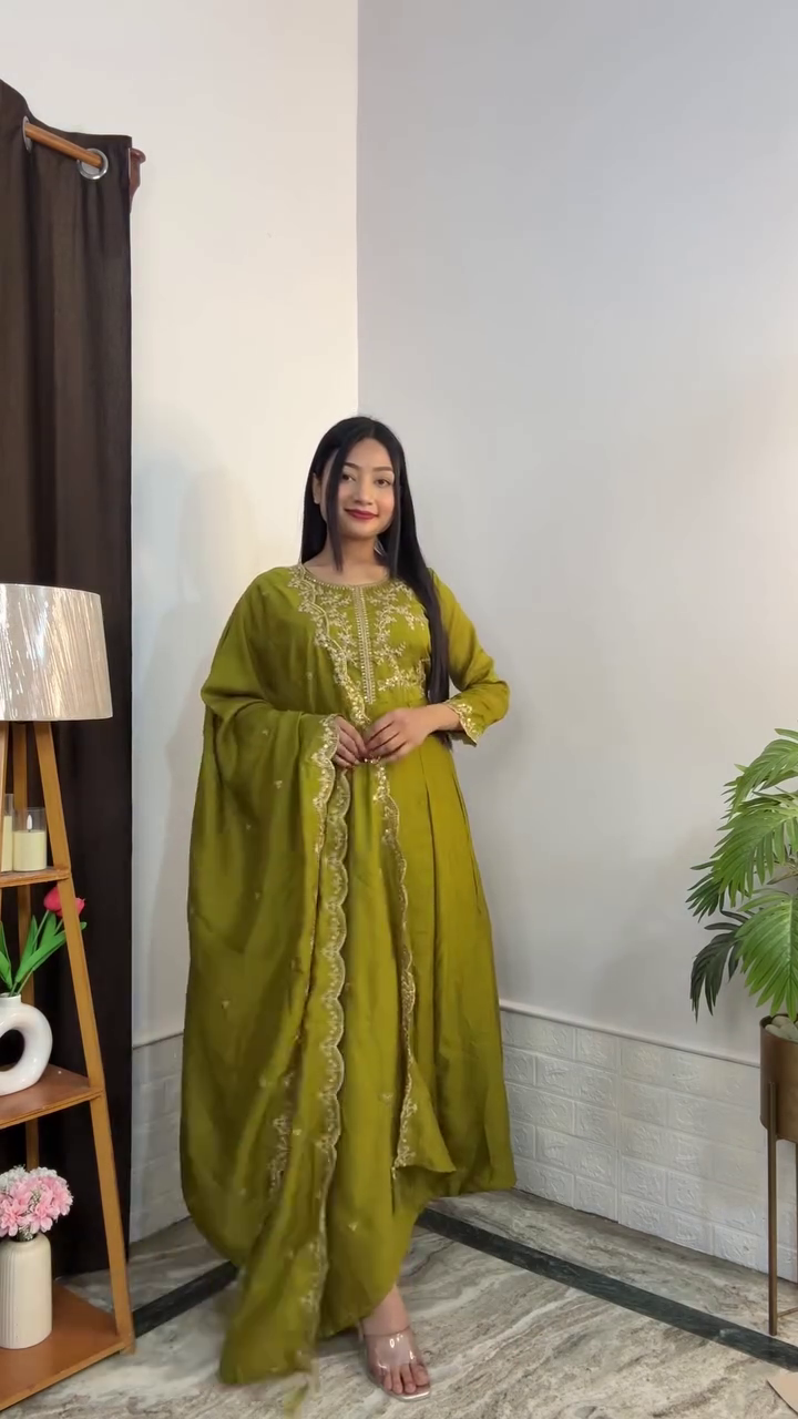 Maroon Embroidered Anarkali Suit Set