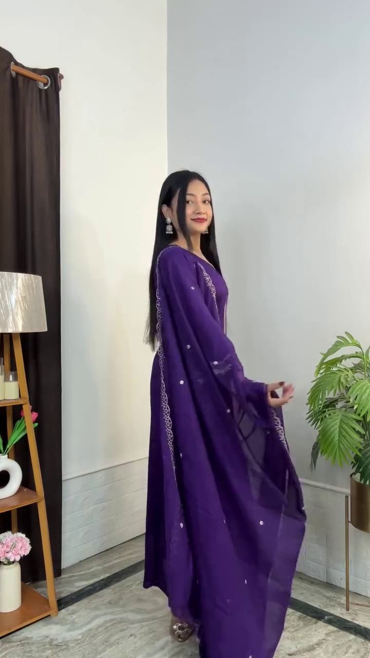 Maroon Embroidered Anarkali Suit Set