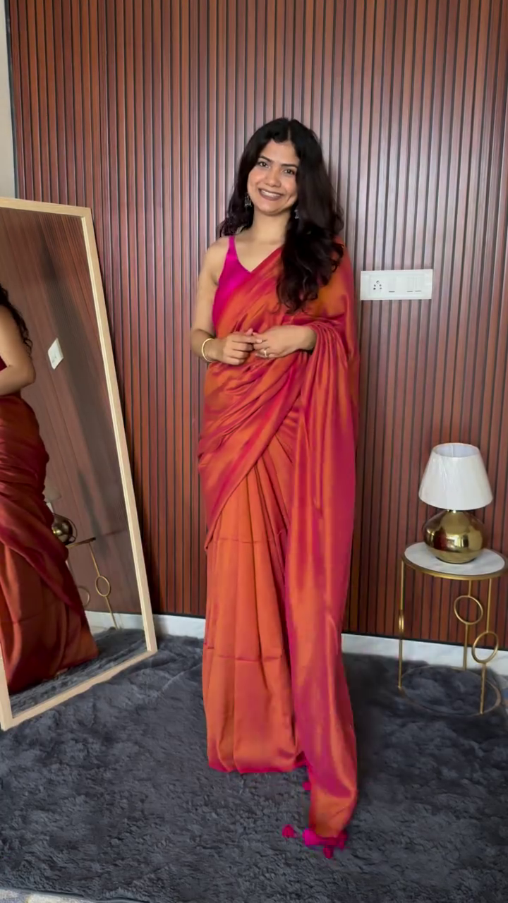 Rust Red Minimal Saree