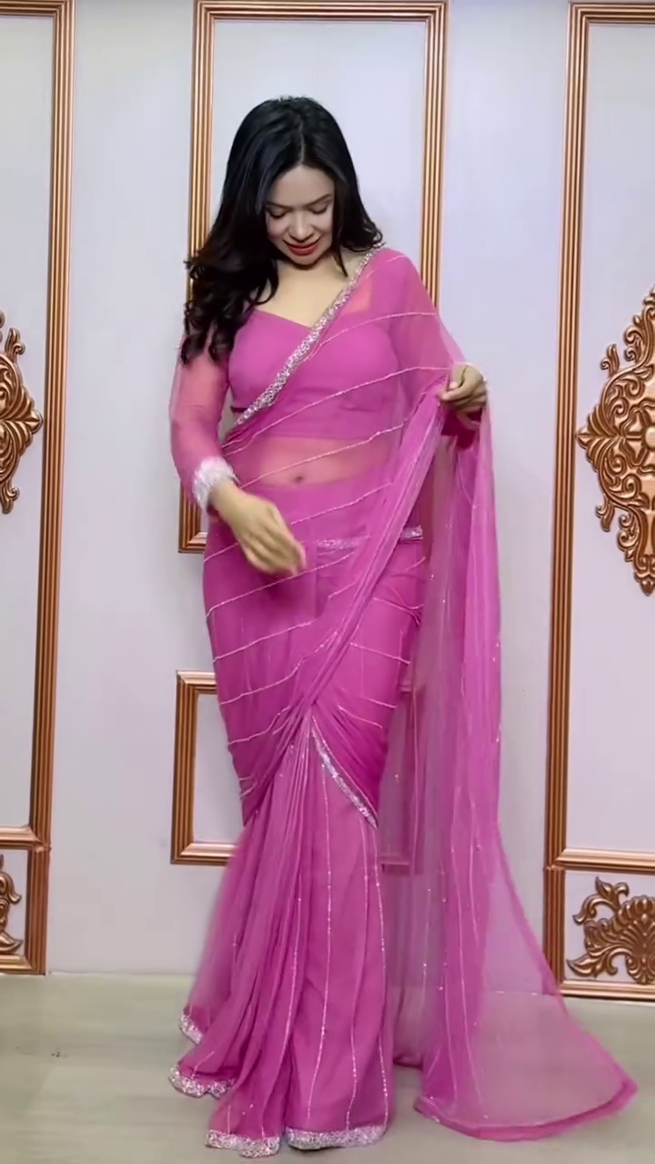 Hot Pink Sheer Saree