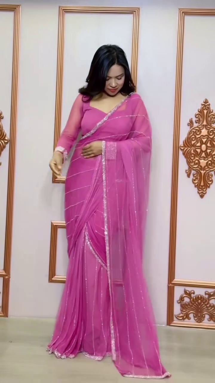 Hot Pink Sheer Saree