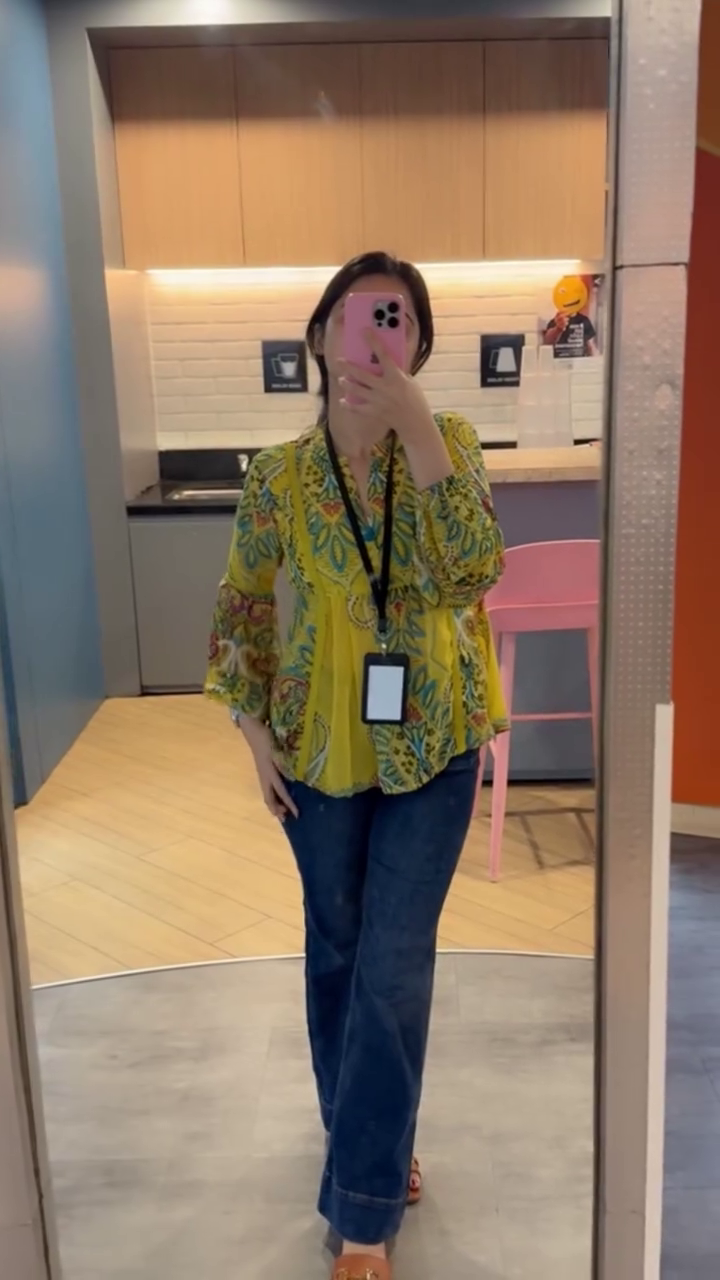 Yellow Boho Peplum Top with Denim