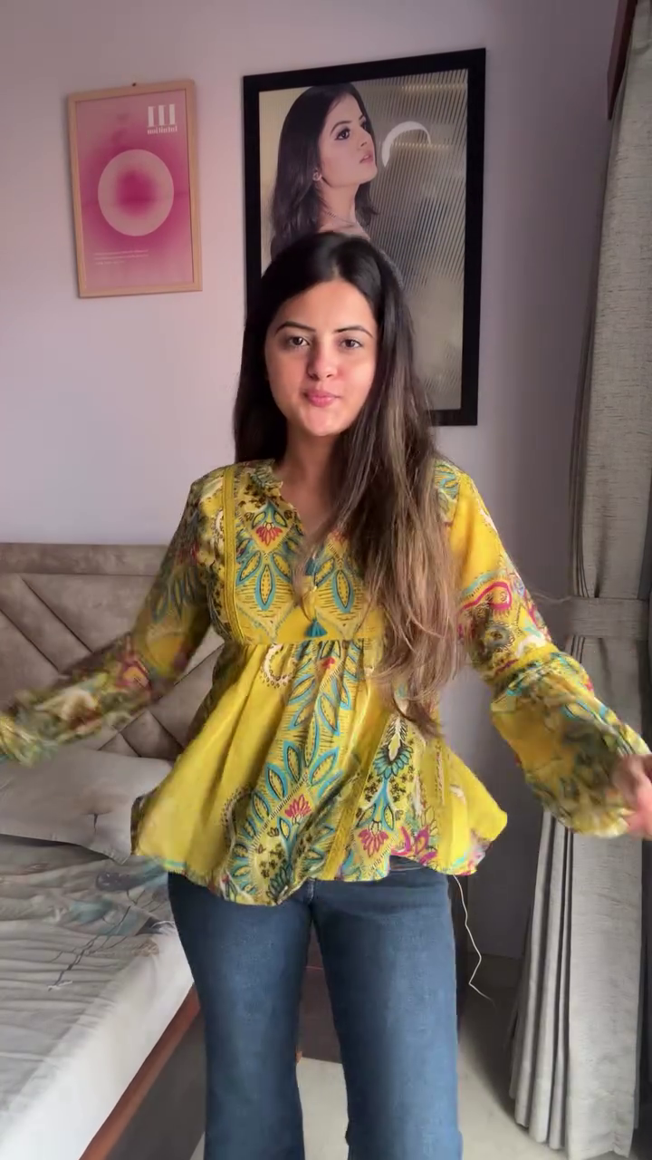 Yellow Boho Peplum Top with Denim