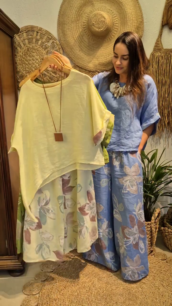 Lemon Layered Linen Co-ord Set