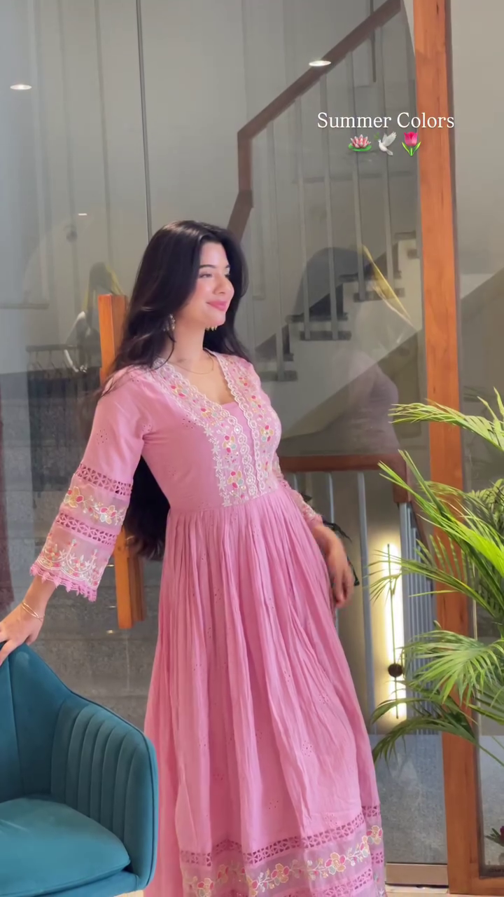 Blush Pink Embroidered Summer Maxi Dress