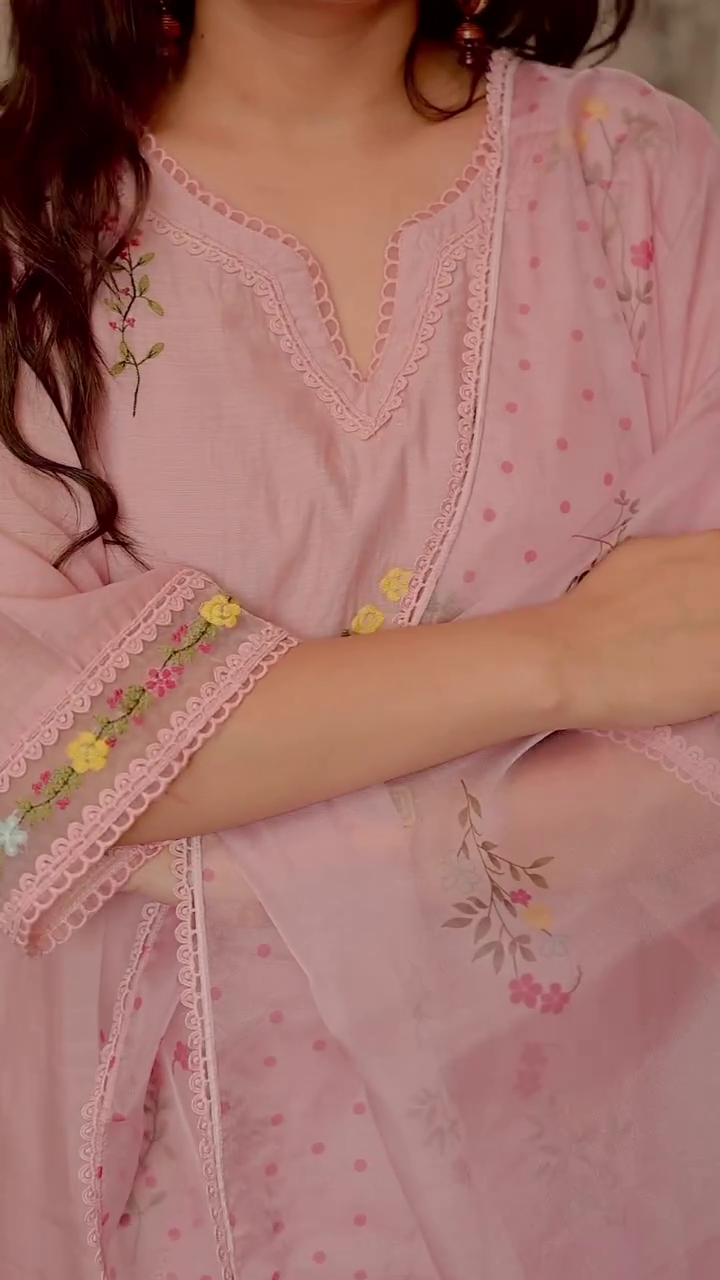 Ivory Floral Straight Kurta with Printed Dupatta