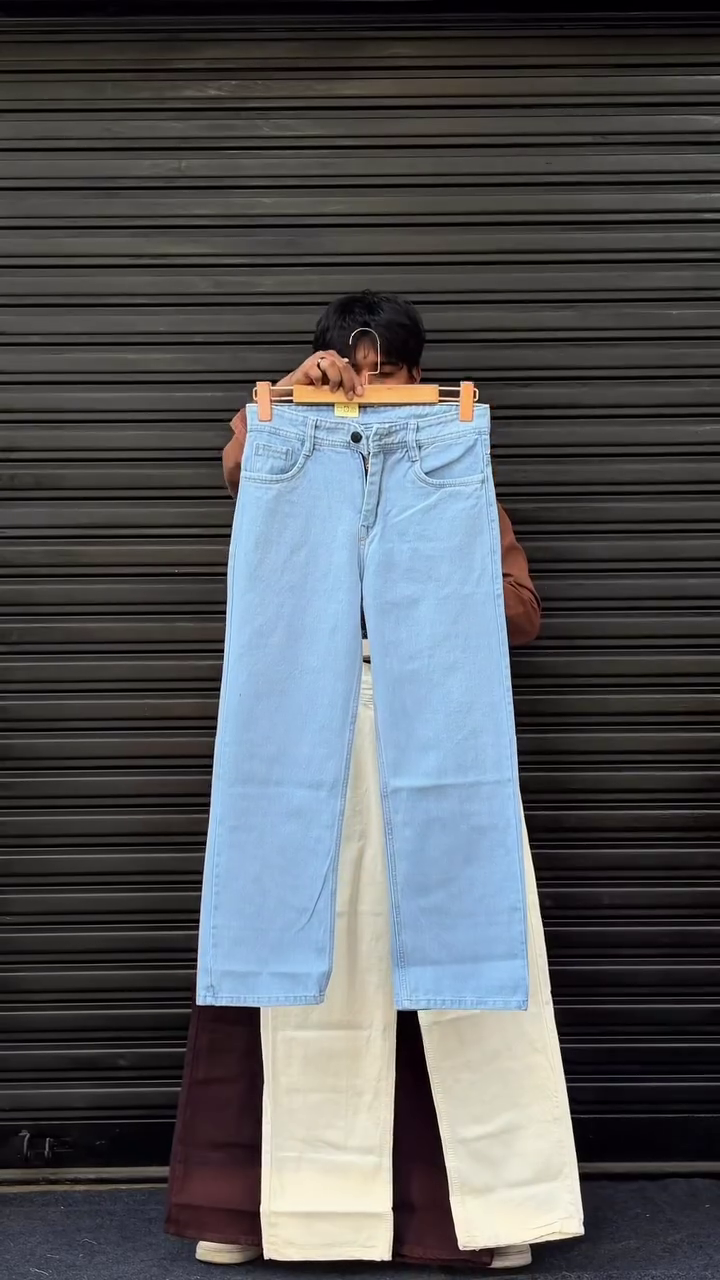 Classic Light Wash Wide-Leg Denim