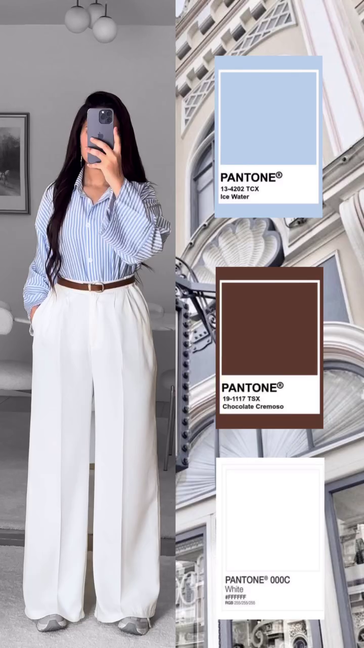 Mocha Brown Shirt with Beige Wide-Leg Pants