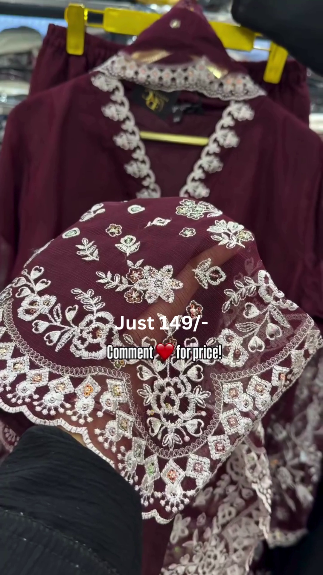 Wine Maroon Heavy Embroidered Festive Kurti