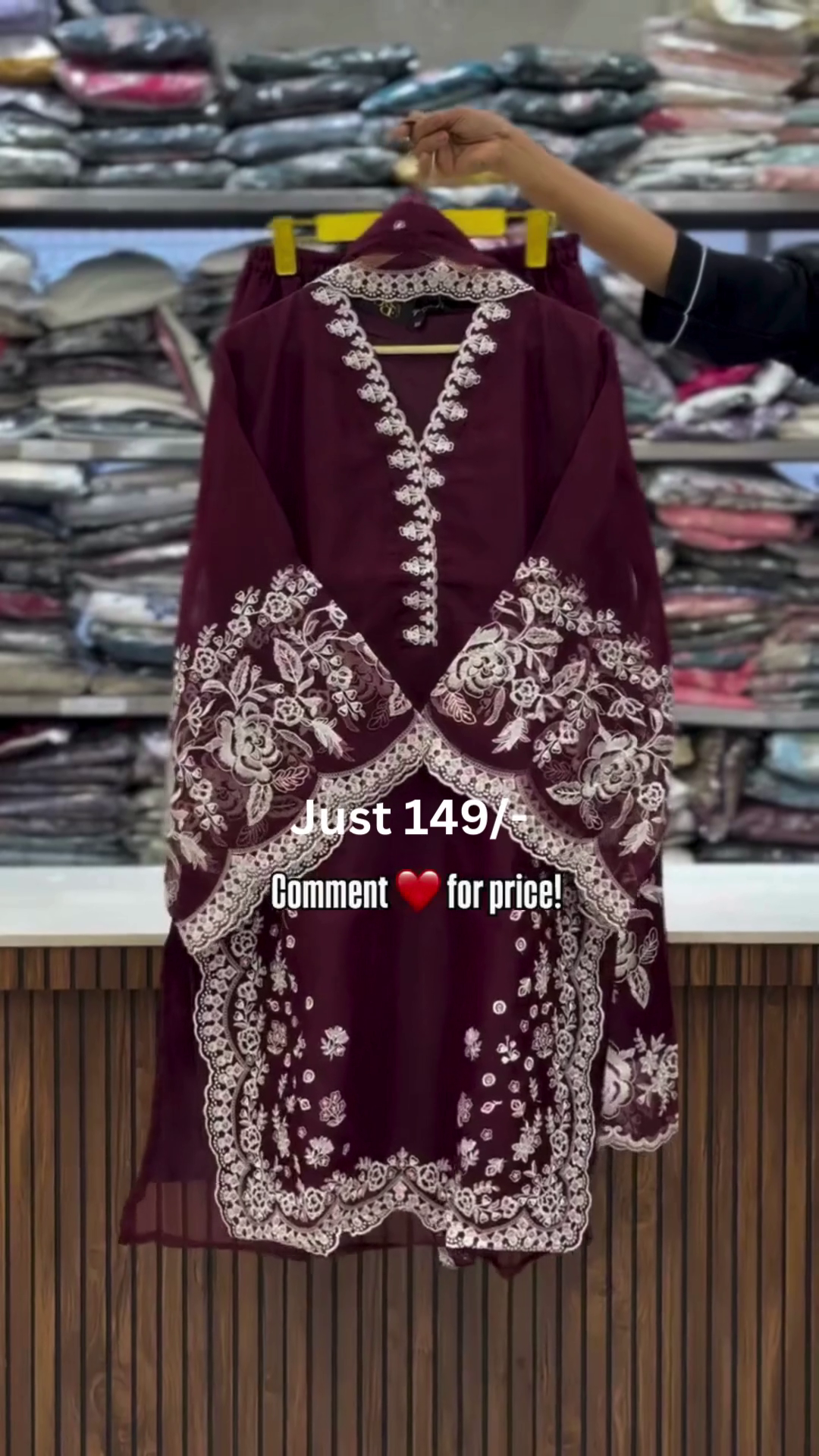 Wine Maroon Heavy Embroidered Festive Kurti