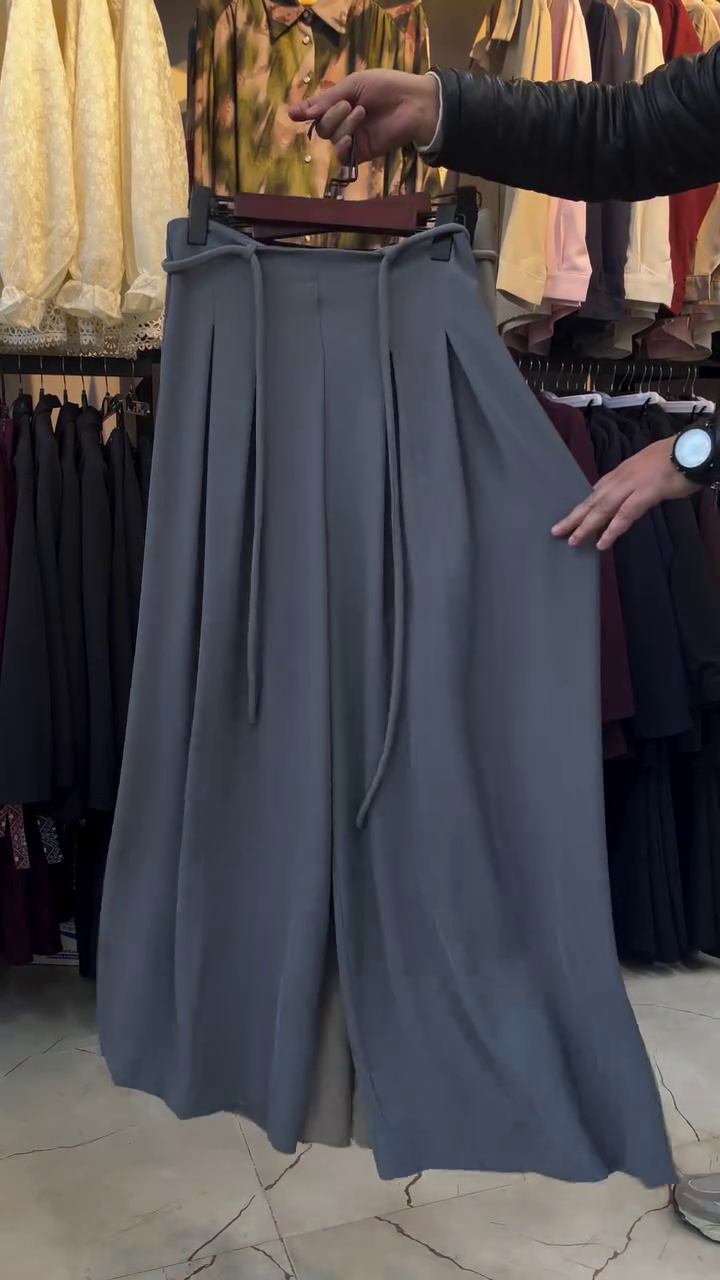 Cream Wide-Leg Palazzo Pants