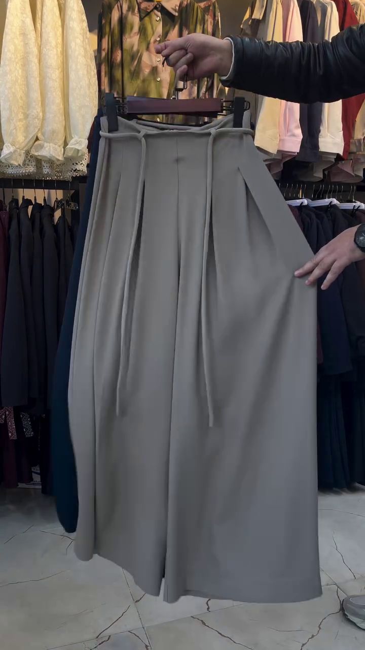 Cream Wide-Leg Palazzo Pants