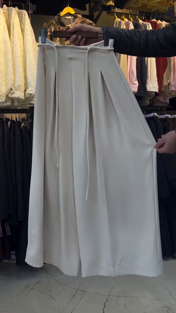 Cream Wide-Leg Palazzo Pants