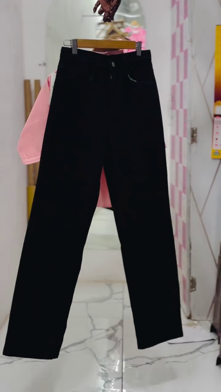 Pink Embroidered Crop Shirt with Black Pants
