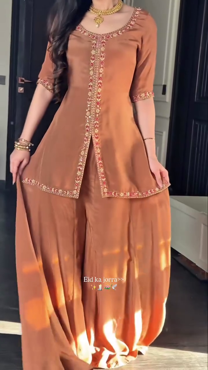 Elegant Peach Ethnic Kurta Set