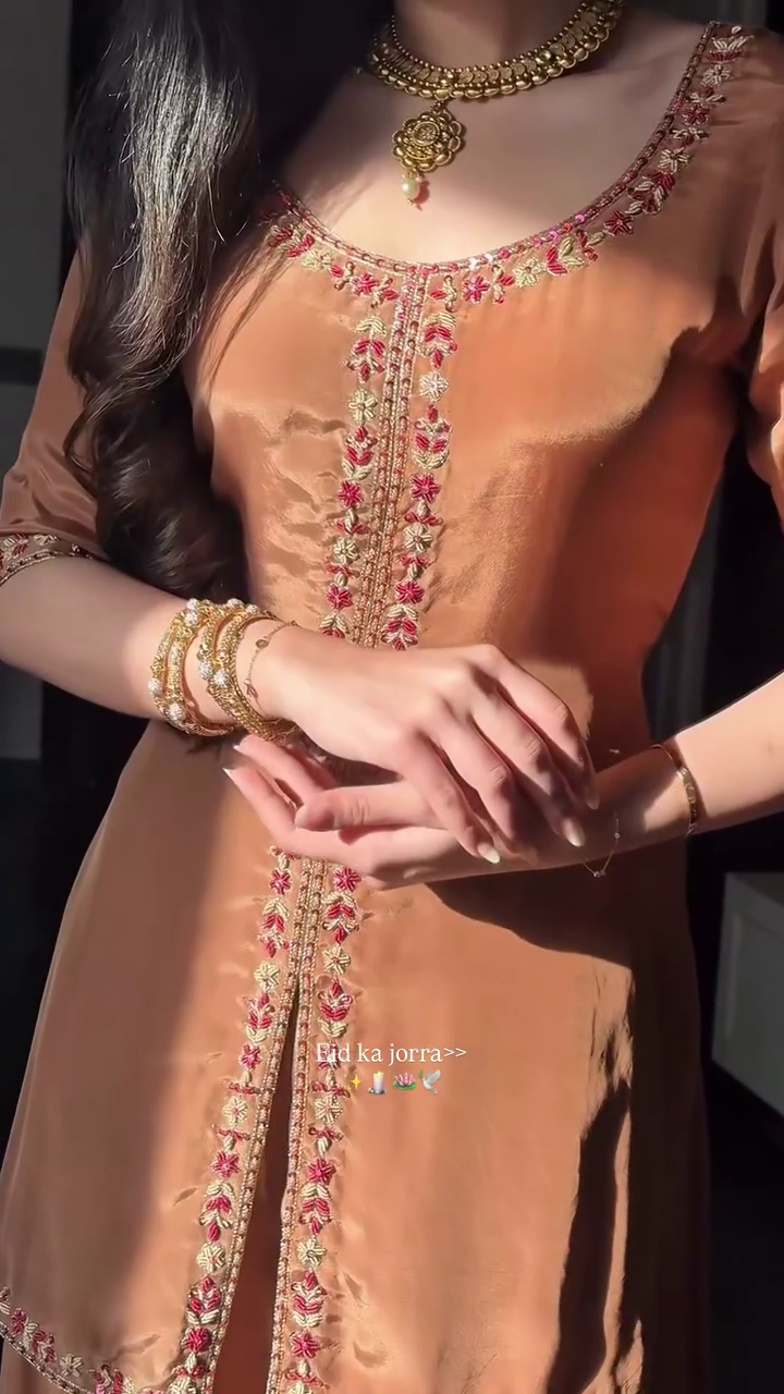 Elegant Peach Ethnic Kurta Set