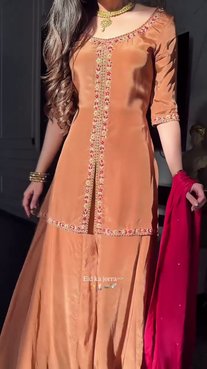 Elegant Peach Ethnic Kurta Set