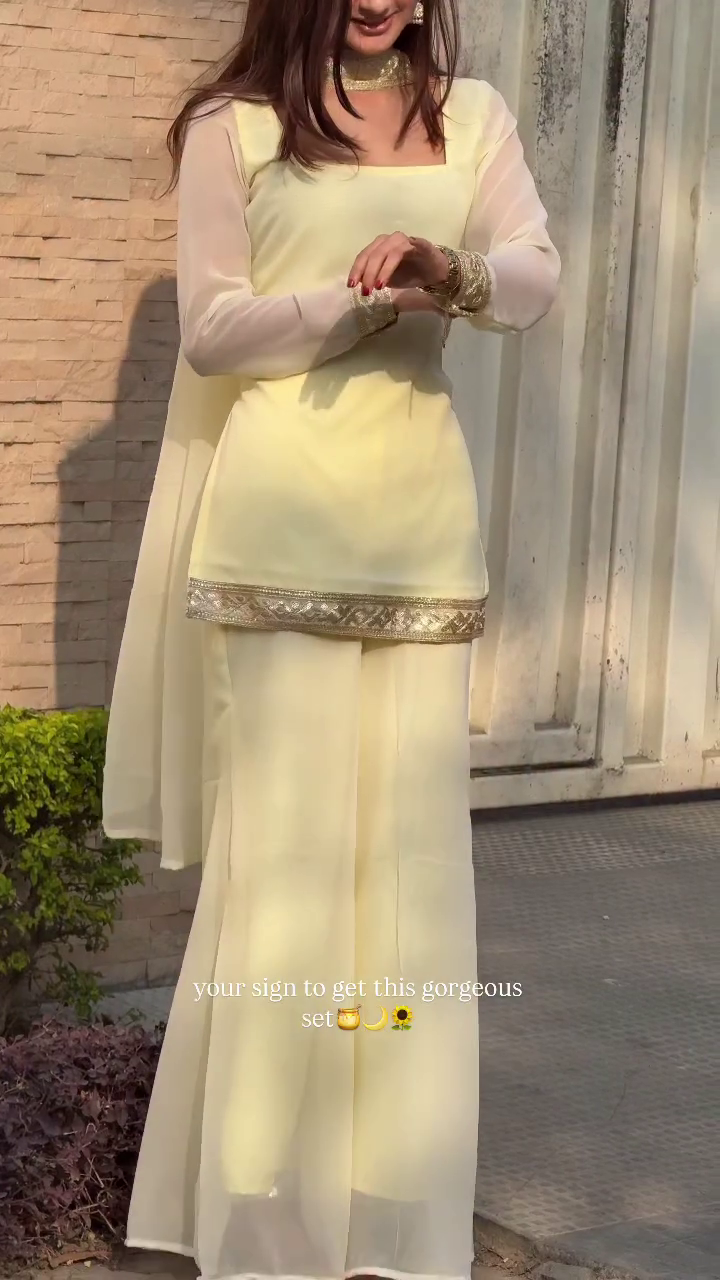 Lemon Yellow Kurta Palazzo Set