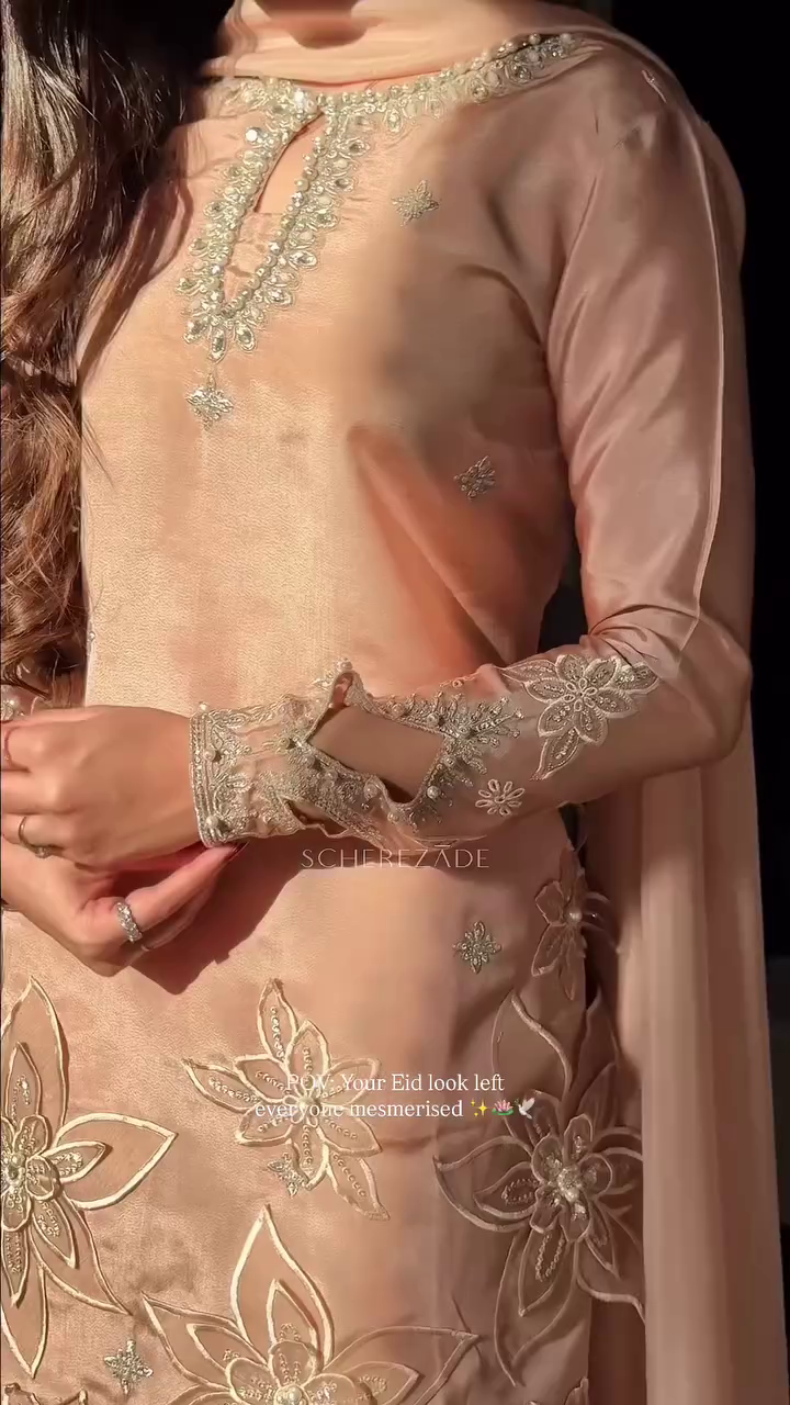 Peach Designer Festive Suit Set