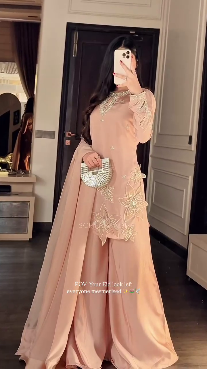 Peach Designer Festive Suit Set