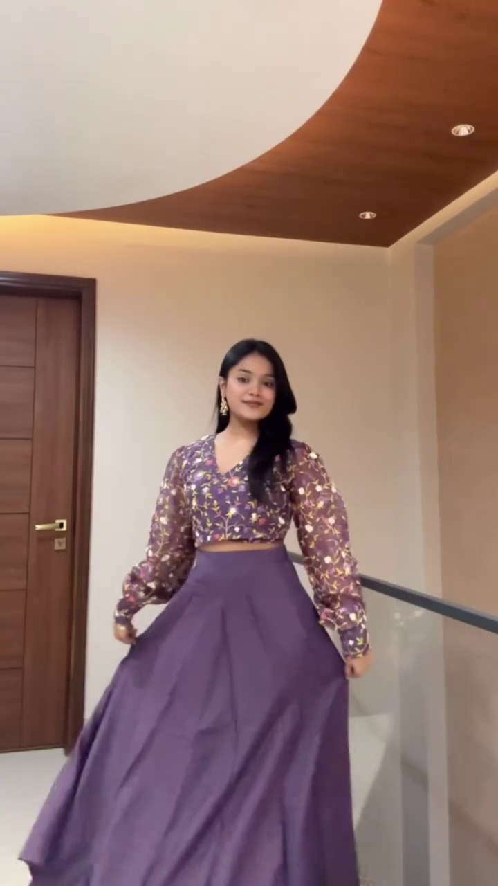 Lavender Crop Top Lehenga