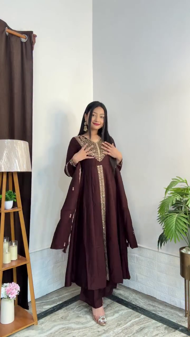 Chocolate Brown Anarkali Suit