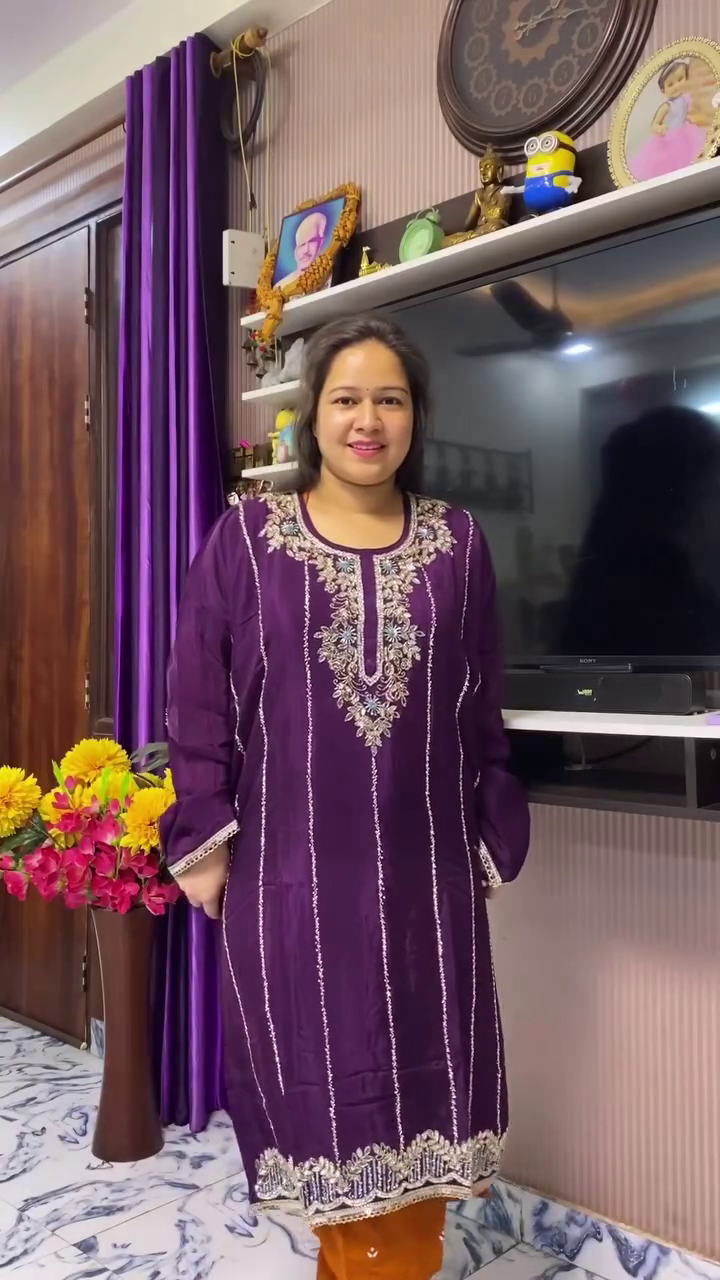 Royal Purple Embroidered Kurta