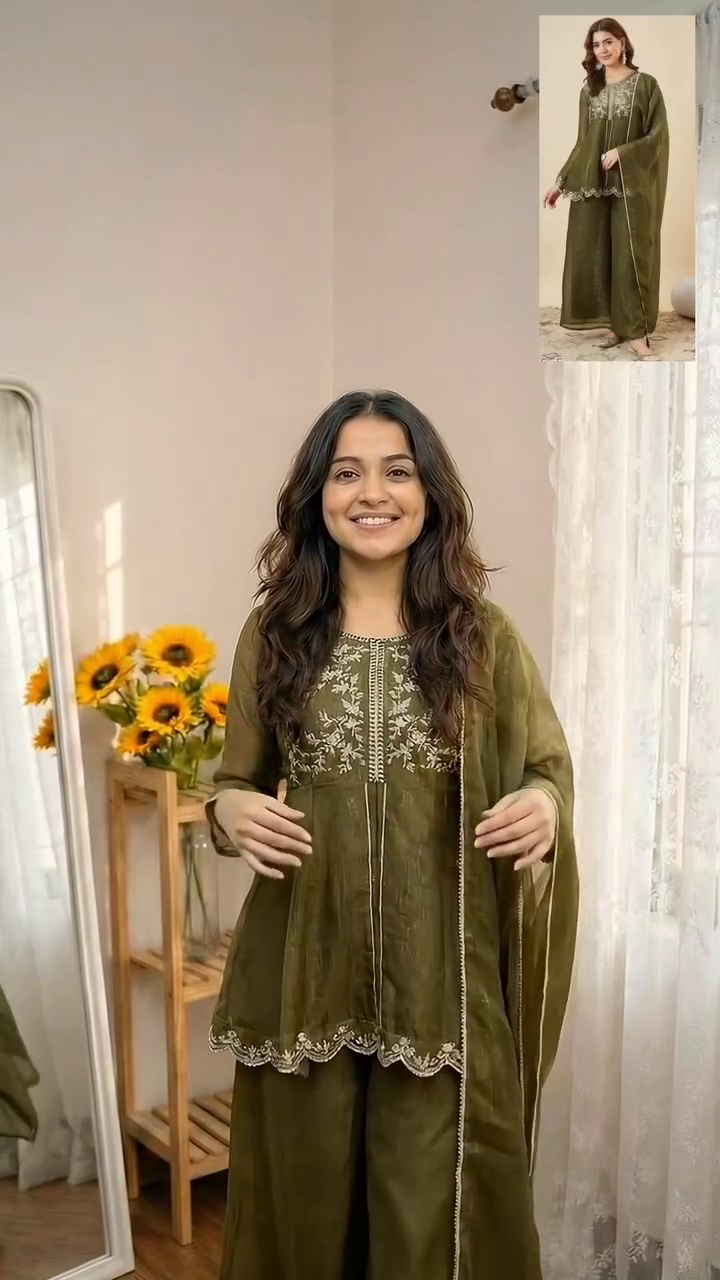 Ivory Mirror Work Suit