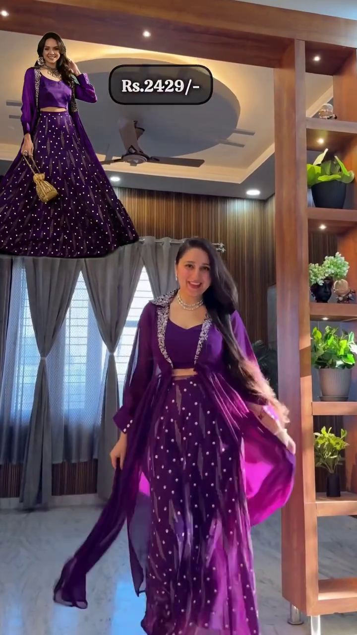 Ombre Purple Silk Lehenga Set