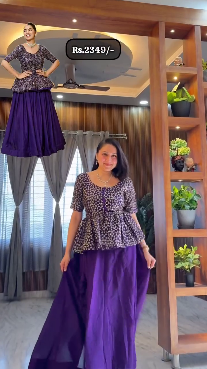 Ombre Purple Silk Lehenga Set