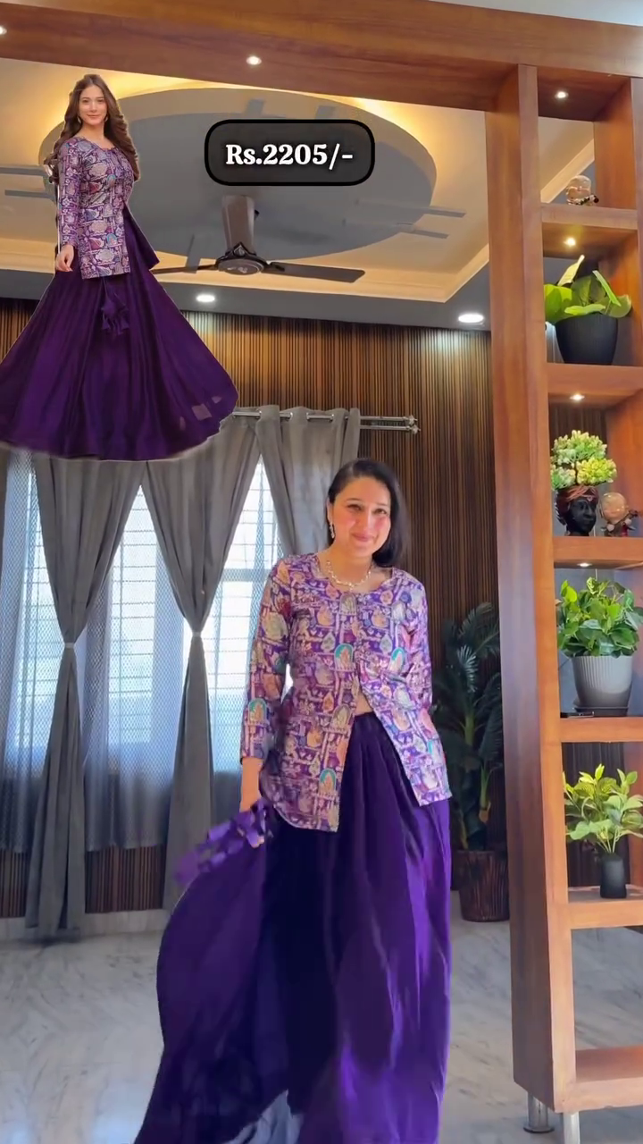 Ombre Purple Silk Lehenga Set