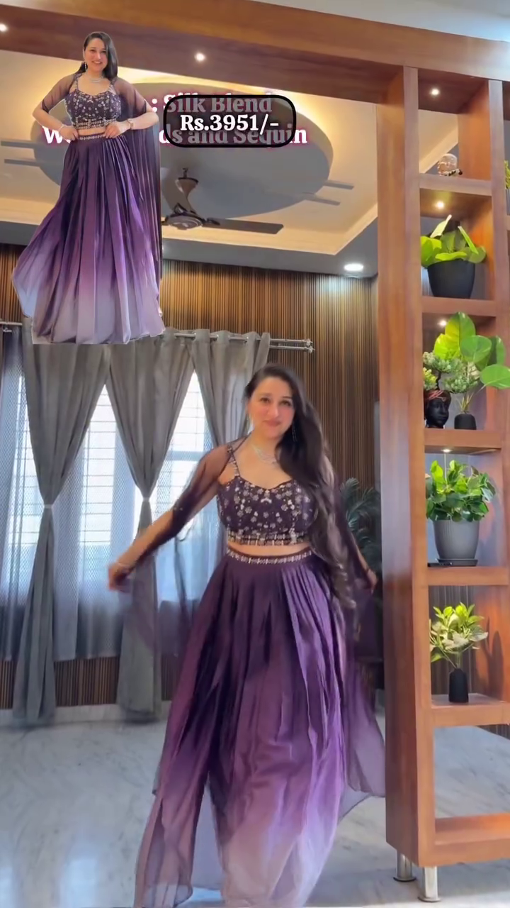 Ombre Purple Silk Lehenga Set